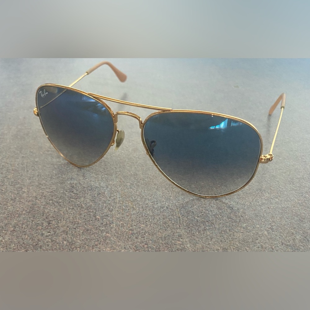 Ray-Ban Aviator Sunglasses Vintage 58014 Gold Frame Flash Blue Lenses - Picture 3 of 10